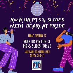 Flyer for PJ and slides day at Lamar